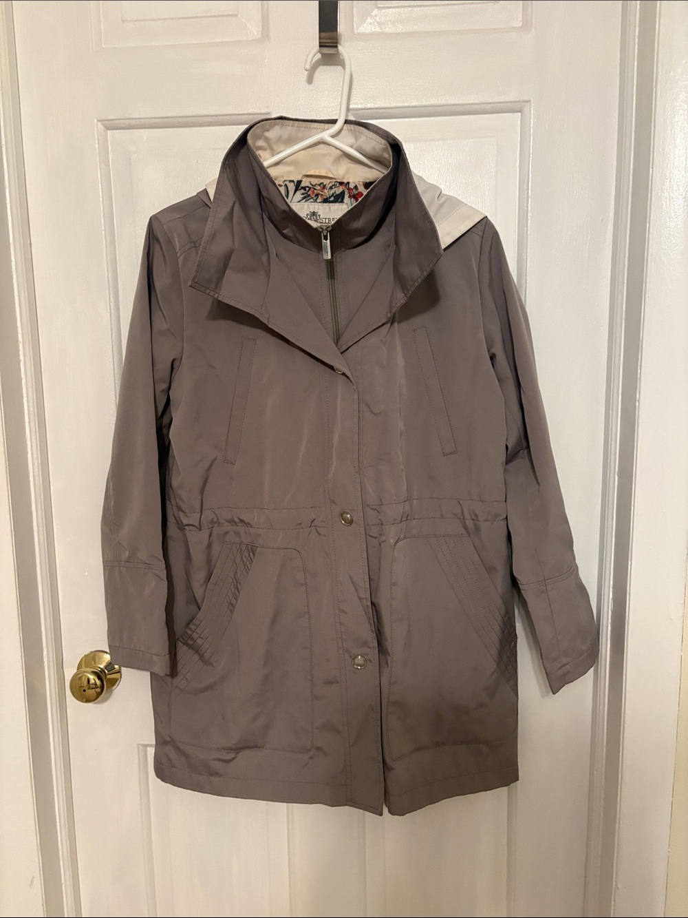 Womens Petite Small Light Green Fleet Street Hooded Rain Jacket